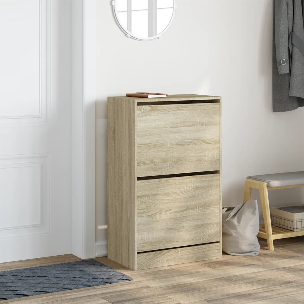 Schoenenkast 60X34X96,5 Cm Bewerkt Hout Kleurig Sonoma Eiken 60 x 34 x 96.5 cm