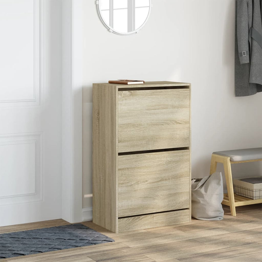 Schoenenkast 60X34X96,5 Cm Bewerkt Hout Kleurig Sonoma Eiken 60 x 34 x 96.5 cm