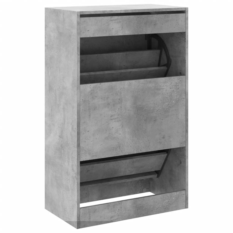 Schoenenkast 60X34X96,5 Cm Bewerkt Hout Betongrijs 60 x 34 x 96.5 cm