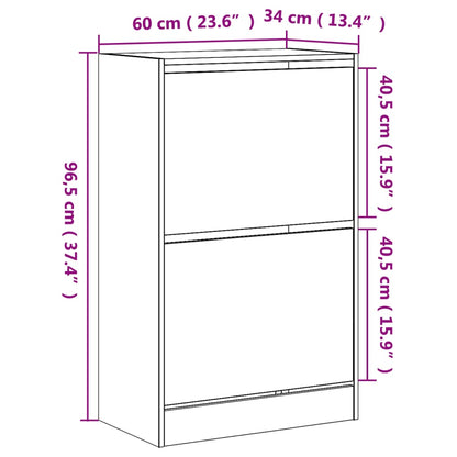 Schoenenkast 60X34X96,5 Cm Bewerkt Hout Betongrijs 60 x 34 x 96.5 cm