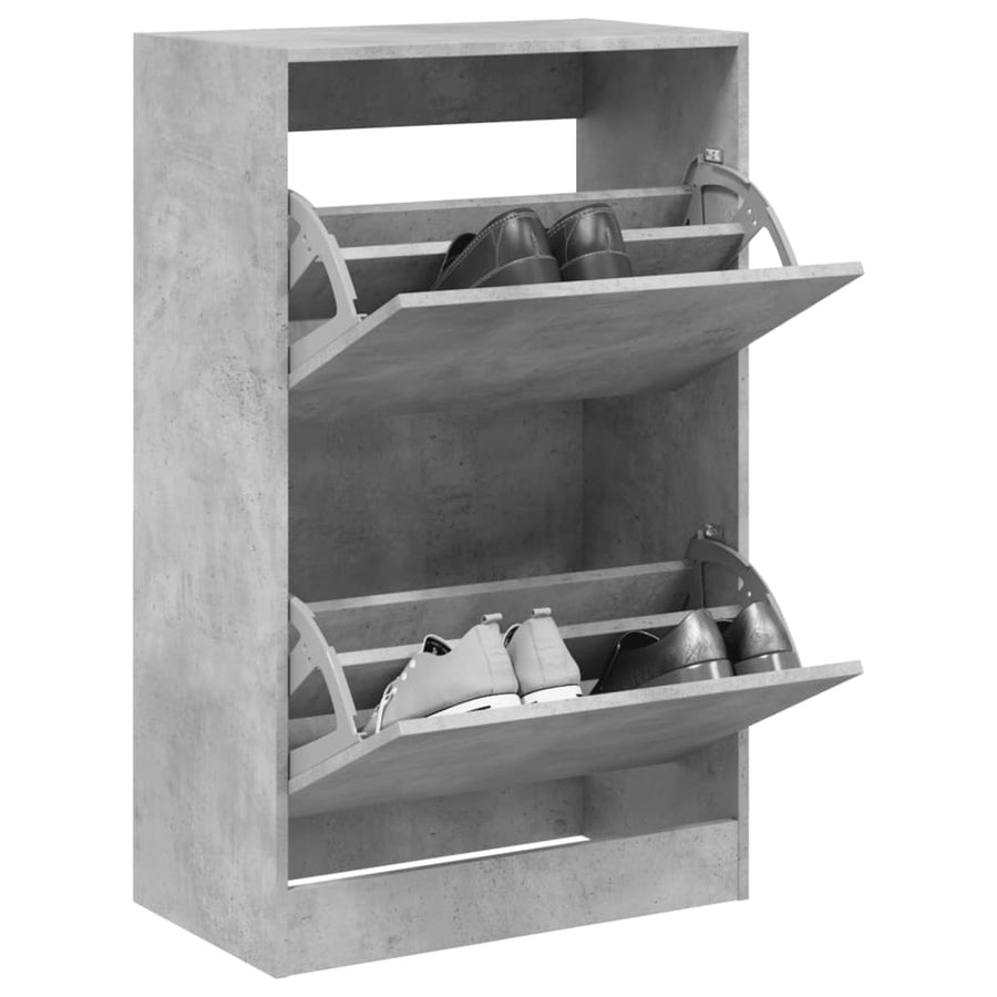 Schoenenkast 60X34X96,5 Cm Bewerkt Hout Betongrijs 60 x 34 x 96.5 cm