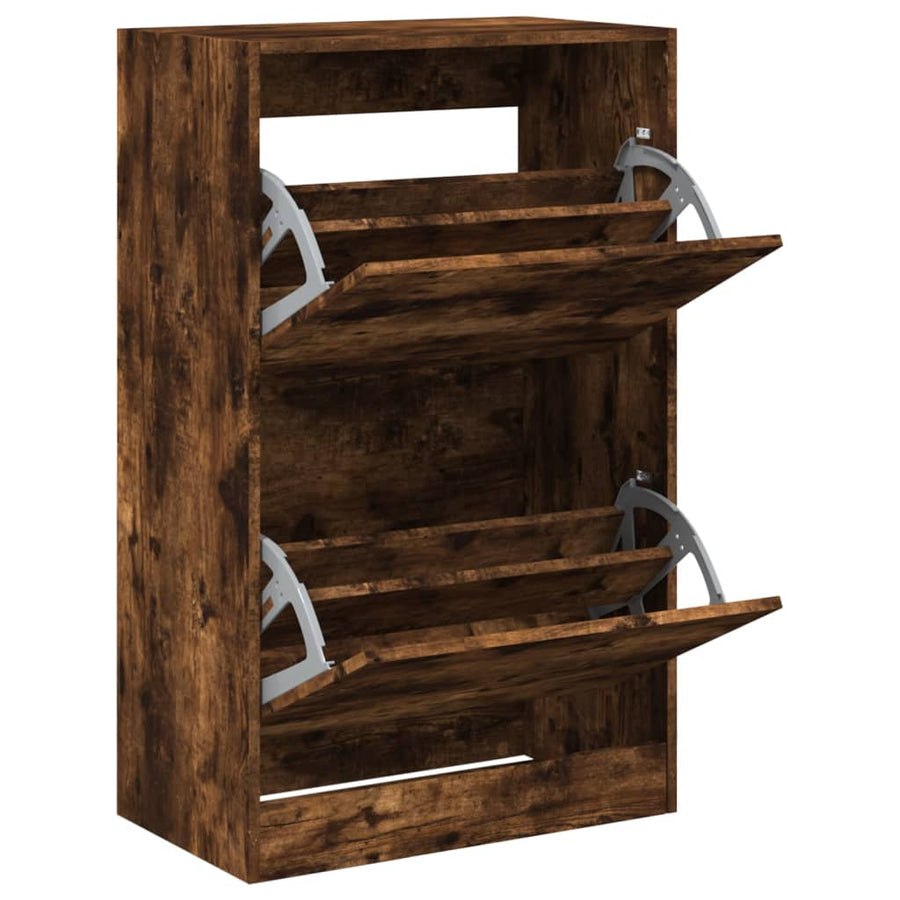 Schoenenkast 60X34X96,5 Cm Bewerkt Hout Kleurig Gerookt Eiken 60 x 34 x 96.5 cm