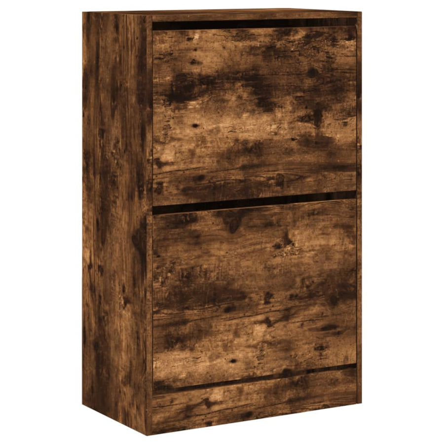 Schoenenkast 60X34X96,5 Cm Bewerkt Hout Kleurig Gerookt Eiken 60 x 34 x 96.5 cm