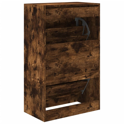 Schoenenkast 60X34X96,5 Cm Bewerkt Hout Kleurig Gerookt Eiken 60 x 34 x 96.5 cm