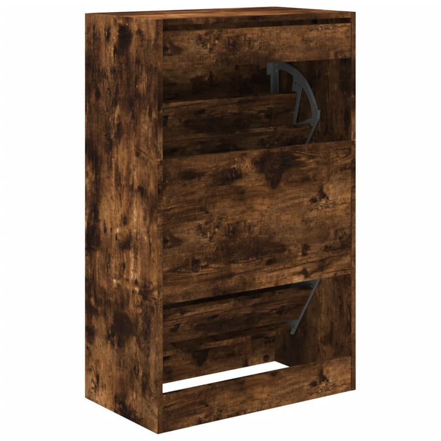 Schoenenkast 60X34X96,5 Cm Bewerkt Hout Kleurig Gerookt Eiken 60 x 34 x 96.5 cm