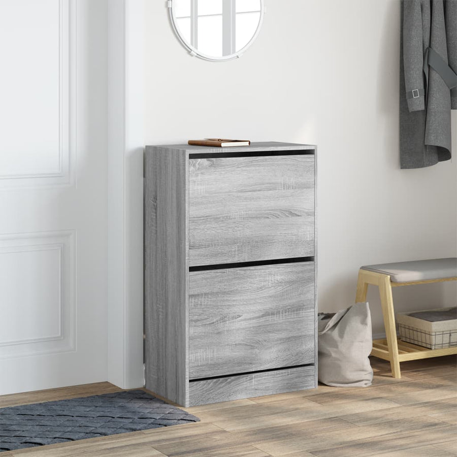 Schoenenkast 60X34X96,5 Cm Bewerkt Hout Eikenkleur Grijs Sonoma 60 x 34 x 96.5 cm