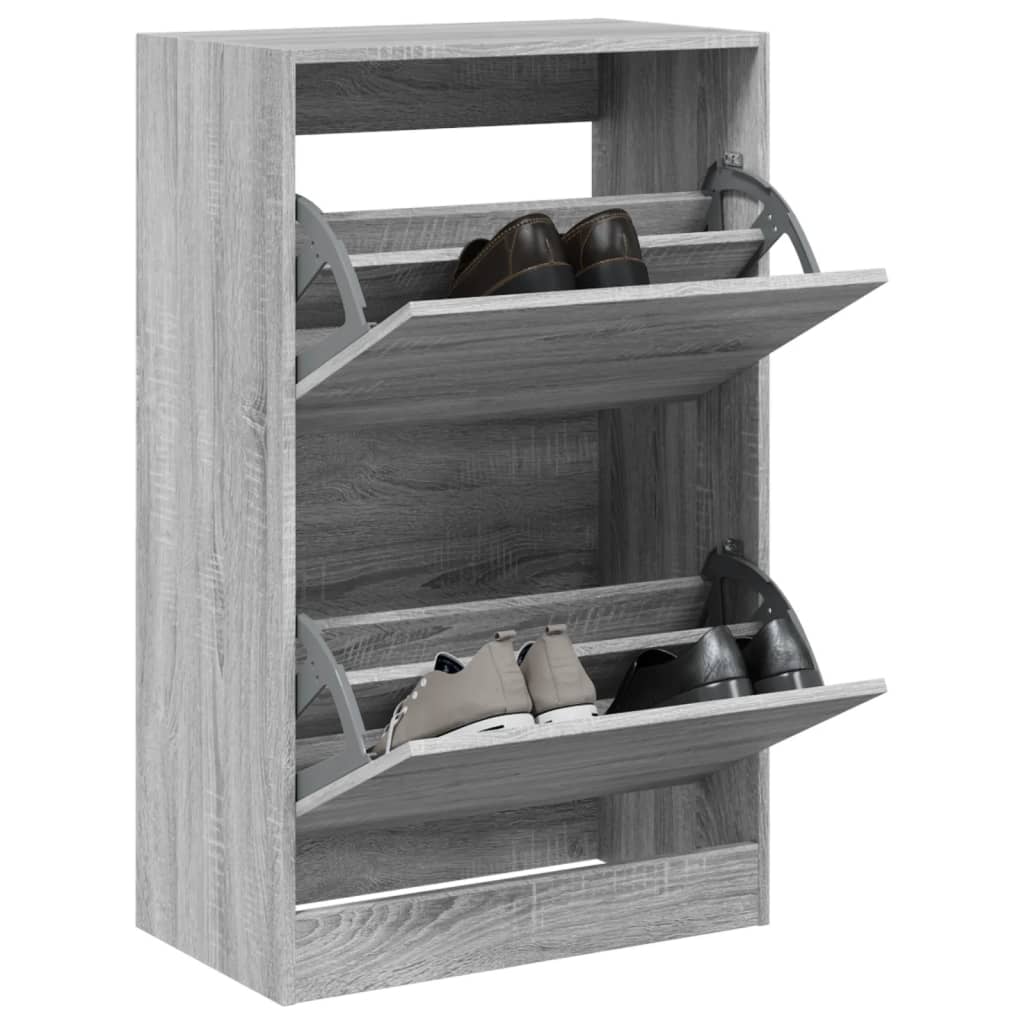 Schoenenkast 60X34X96,5 Cm Bewerkt Hout Eikenkleur Grijs Sonoma 60 x 34 x 96.5 cm