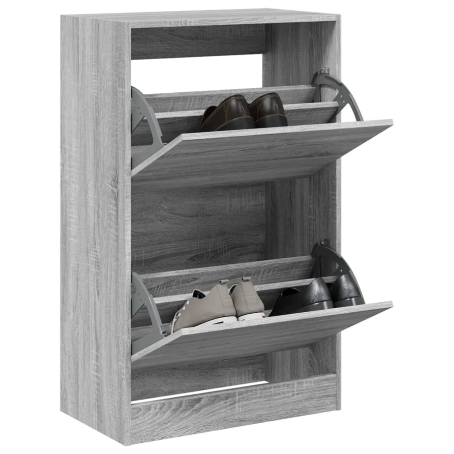 Schoenenkast 60X34X96,5 Cm Bewerkt Hout Eikenkleur Grijs Sonoma 60 x 34 x 96.5 cm