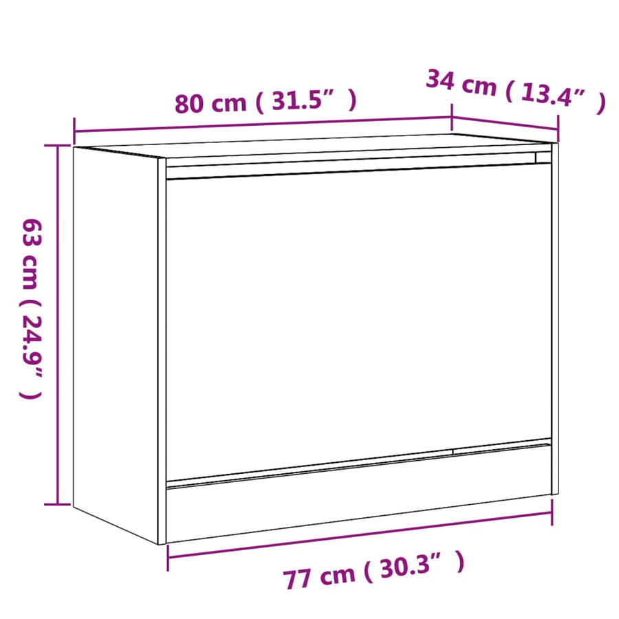 Schoenenkast Bewerkt Hout Kleurig Sonoma Eiken 80 x 34 x 63 cm