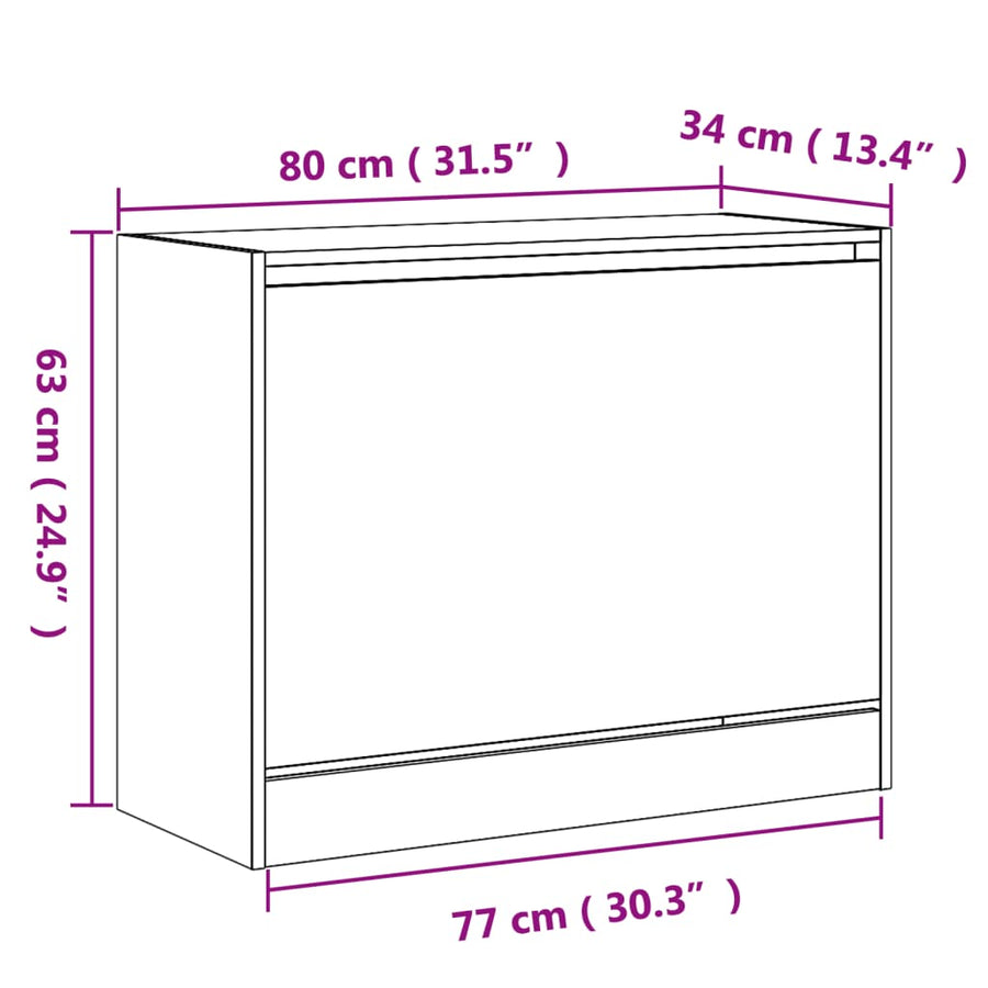 Schoenenkast Bewerkt Hout Betongrijs 80 x 34 x 63 cm