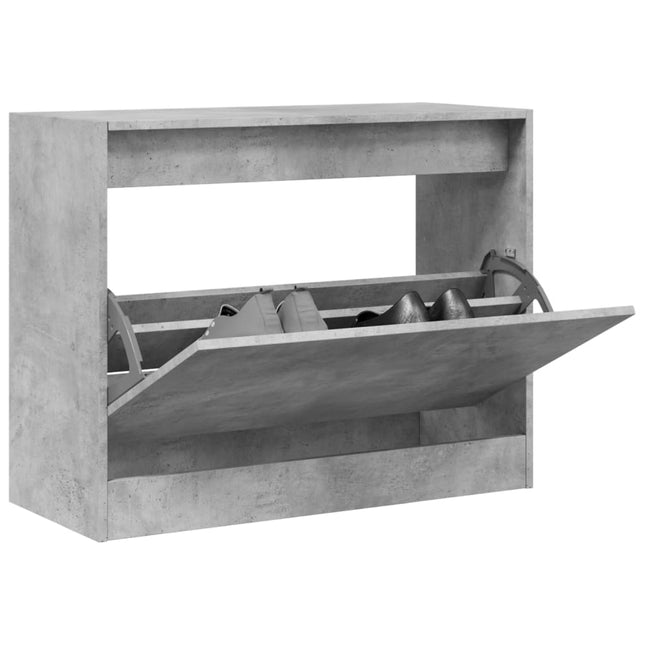 Schoenenkast Bewerkt Hout Betongrijs 80 x 34 x 63 cm