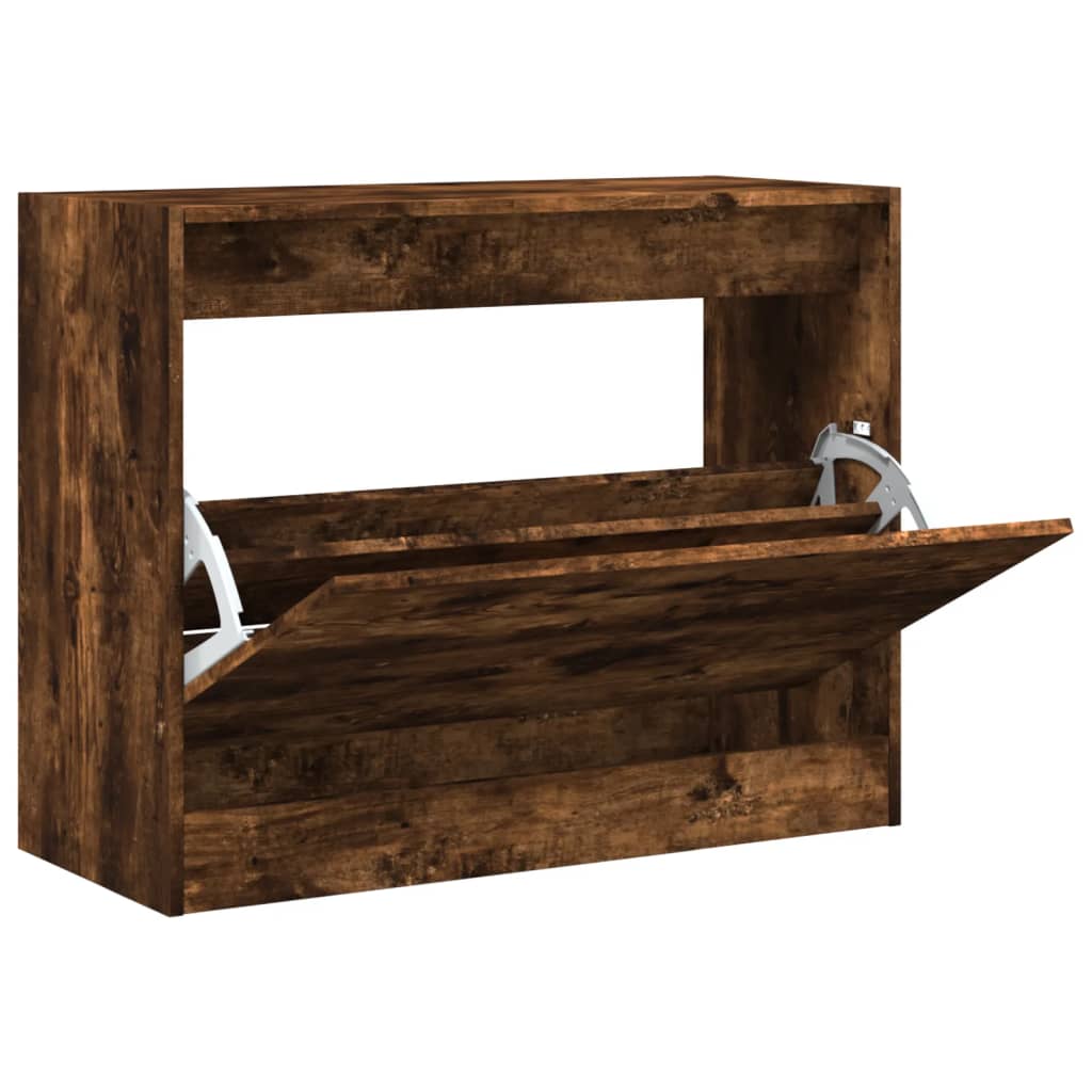 Schoenenkast Bewerkt Hout Kleurig Gerookt Eiken 80 x 34 x 63 cm