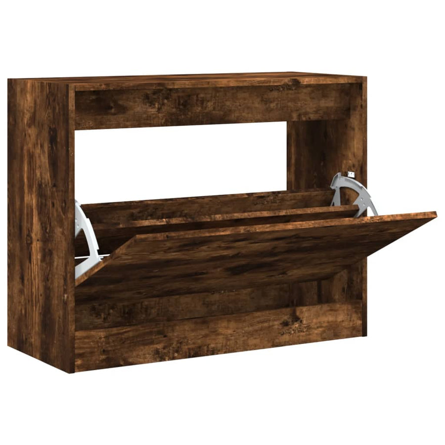 Schoenenkast Bewerkt Hout Kleurig Gerookt Eiken 80 x 34 x 63 cm