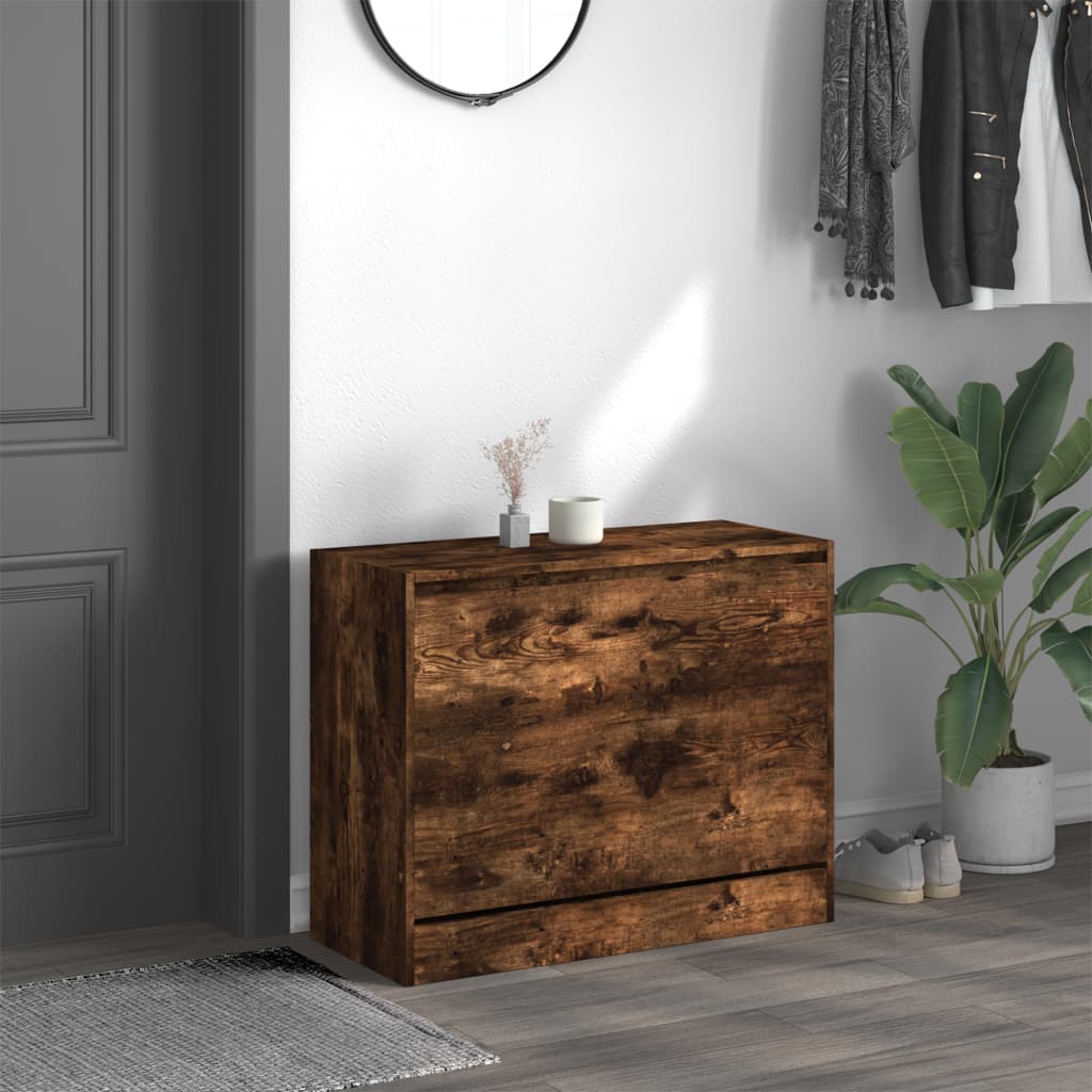 Schoenenkast Bewerkt Hout Kleurig Gerookt Eiken 80 x 34 x 63 cm