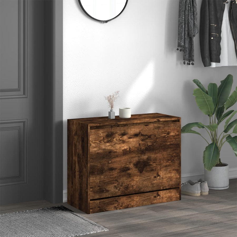 Schoenenkast Bewerkt Hout Kleurig Gerookt Eiken 80 x 34 x 63 cm