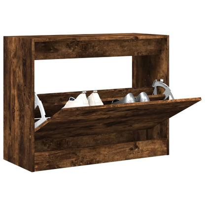 Schoenenkast Bewerkt Hout Kleurig Gerookt Eiken 80 x 34 x 63 cm