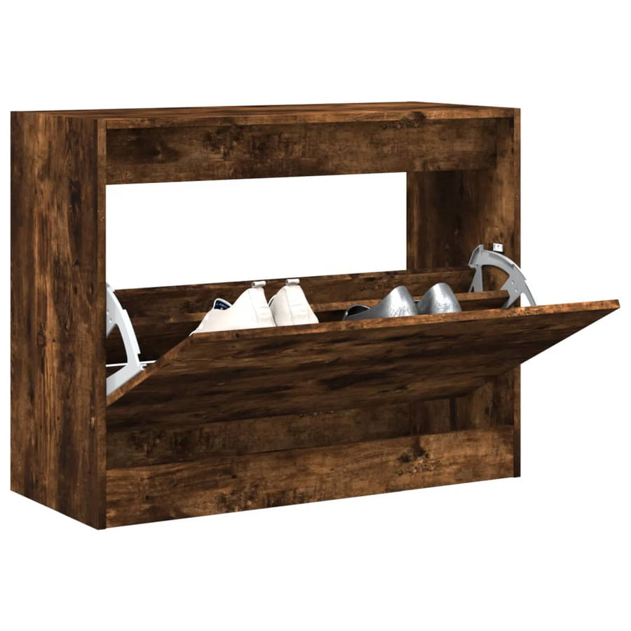 Schoenenkast Bewerkt Hout Kleurig Gerookt Eiken 80 x 34 x 63 cm
