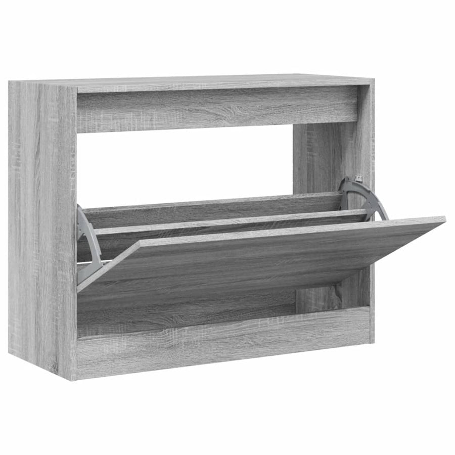 Schoenenkast Bewerkt Hout Eikenkleurig Grijs Sonoma 80 x 34 x 63 cm