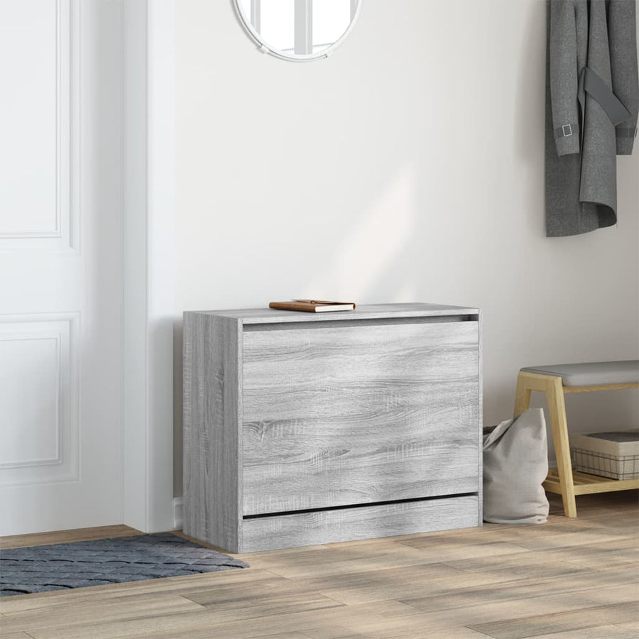 Schoenenkast Bewerkt Hout Eikenkleurig Grijs Sonoma 80 x 34 x 63 cm