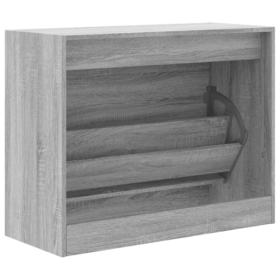 Schoenenkast Bewerkt Hout Eikenkleurig Grijs Sonoma 80 x 34 x 63 cm