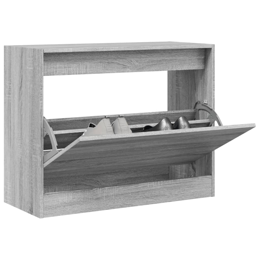Schoenenkast Bewerkt Hout Eikenkleurig Grijs Sonoma 80 x 34 x 63 cm