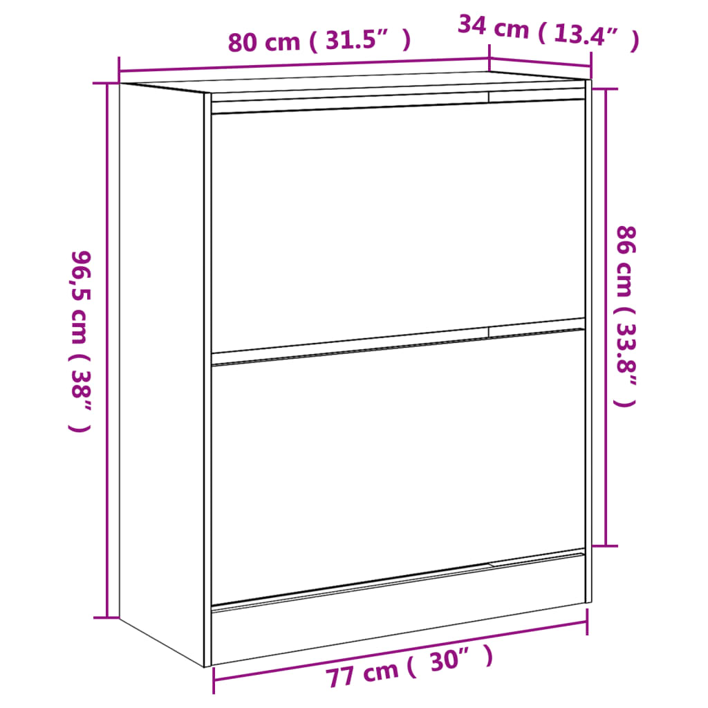 Schoenenkast 80X34X96,5 Cm Bewerkt Hout Wit 80 x 34 x 96.5 cm