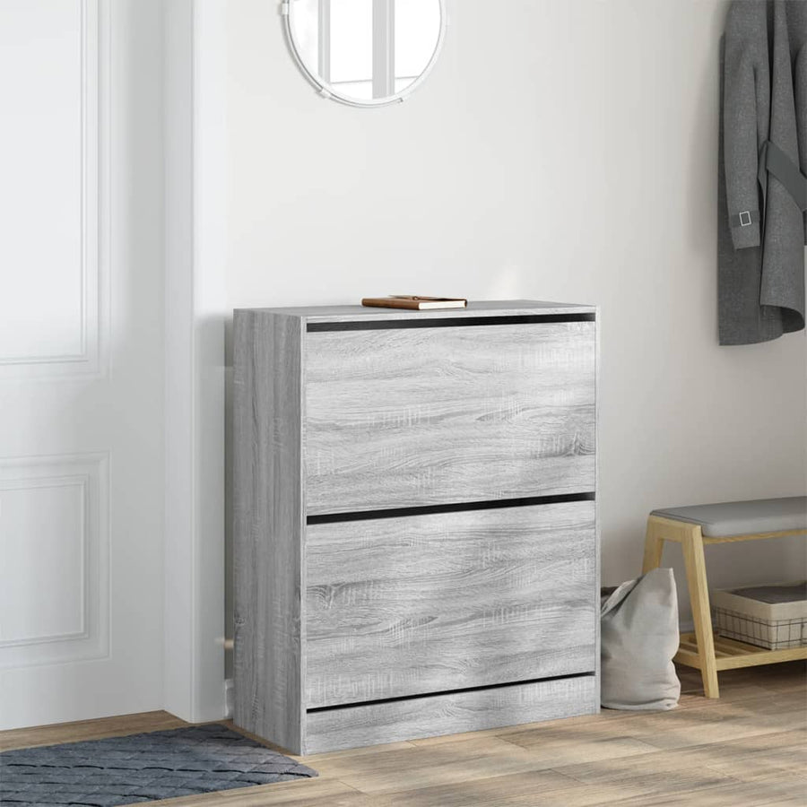 Schoenenkast 80X34X96,5 Cm Bewerkt Hout Eikenkleur Grijs Sonoma 80 x 34 x 96.5 cm