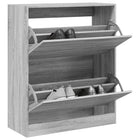 Schoenenkast 80x34x96,5 cm bewerkt hout grijs sonoma eiken