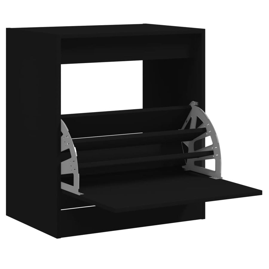 Schoenenkast Bewerkt Hout Zwart 60 x 42 x 69 cm