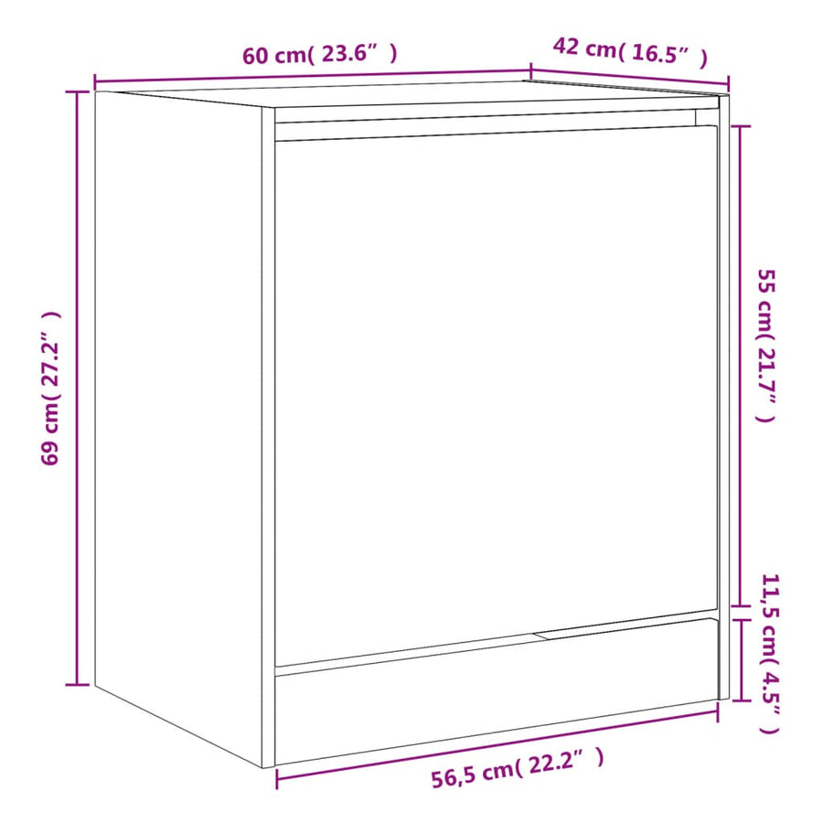 Schoenenkast Bewerkt Hout Zwart 60 x 42 x 69 cm