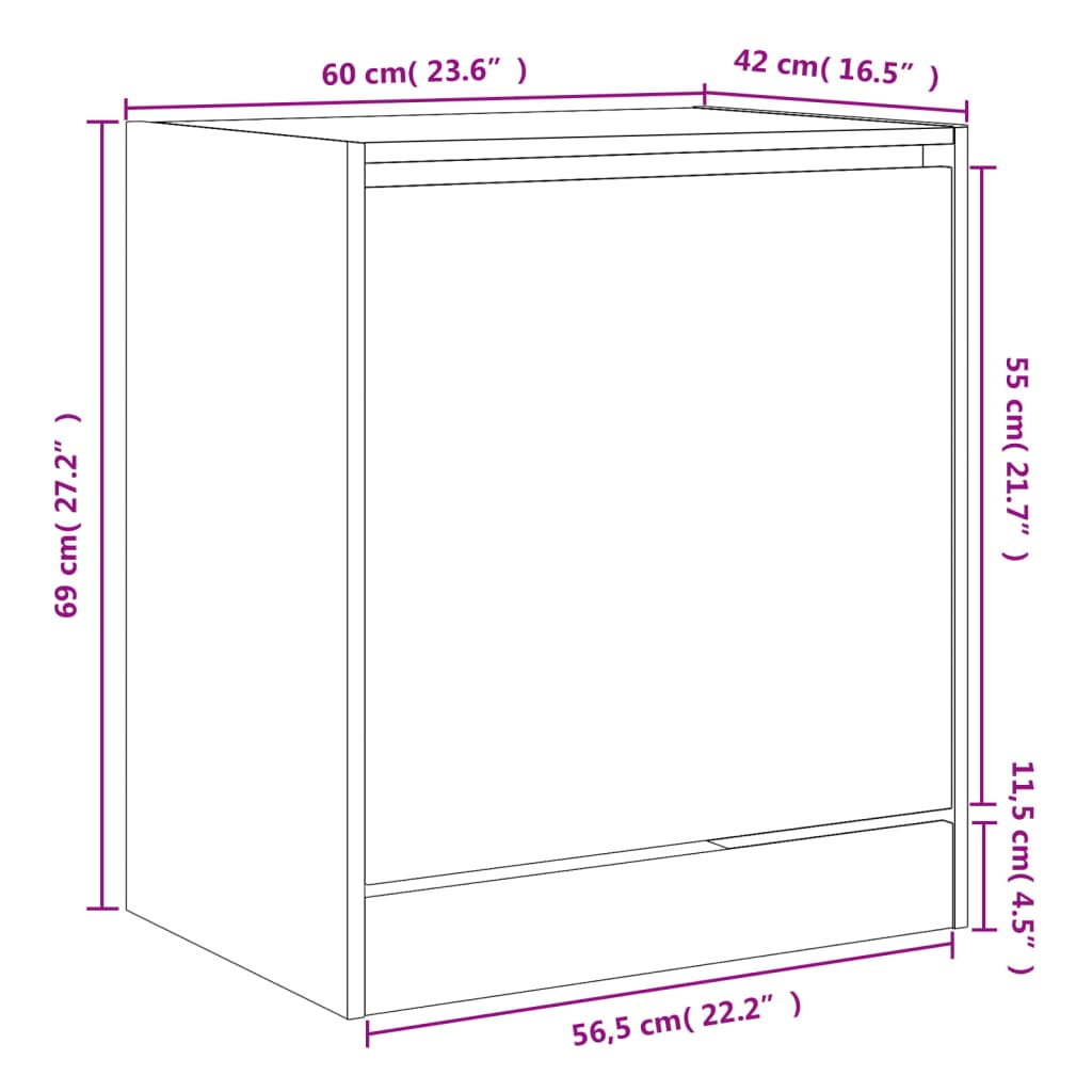 Schoenenkast Bewerkt Hout Kleurig Gerookt Eiken 60 x 42 x 69 cm