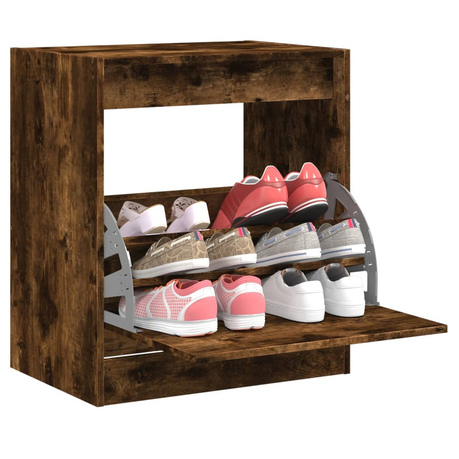 Schoenenkast Bewerkt Hout Kleurig Gerookt Eiken 60 x 42 x 69 cm