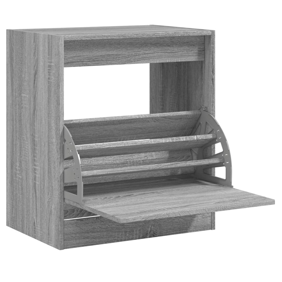 Schoenenkast Bewerkt Hout Eikenkleurig Grijs Sonoma 60 x 42 x 69 cm