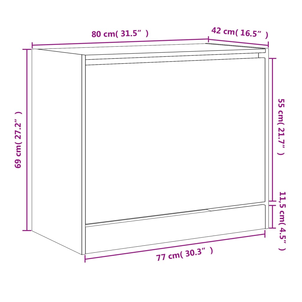 Schoenenkast Bewerkt Hout Kleurig Gerookt Eiken 80 x 42 x 69 cm