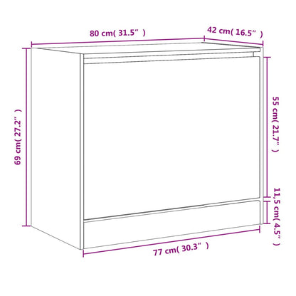 Schoenenkast Bewerkt Hout Kleurig Gerookt Eiken 80 x 42 x 69 cm