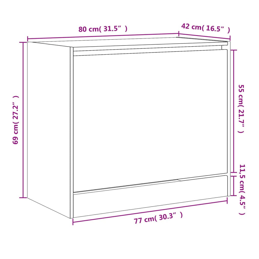 Schoenenkast Bewerkt Hout Kleurig Gerookt Eiken 80 x 42 x 69 cm