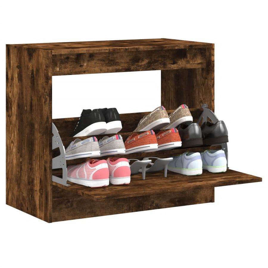 Schoenenkast Bewerkt Hout Kleurig Gerookt Eiken 80 x 42 x 69 cm