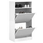 Shoe cabinet 60x34x116 cm engineered wood white
