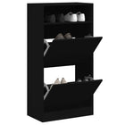 Shoe cabinet 60x34x116 cm engineered wood black