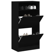 Shoe cabinet 60x34x116 cm engineered wood black