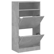 Shoe cabinet 60x34x116 cm engineered wood concrete grey