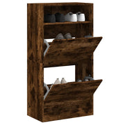 Shoe cabinet 60x34x116 cm engineered wood smoked oak look
