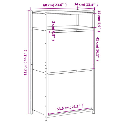 Schoenenkast Bewerkt Hout Kleurig 60 x 34 x 112 cm Sonoma eiken
