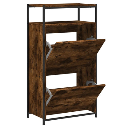 Schoenenkast Bewerkt Hout Kleurig 60 x 34 x 112 cm Gerookt eiken
