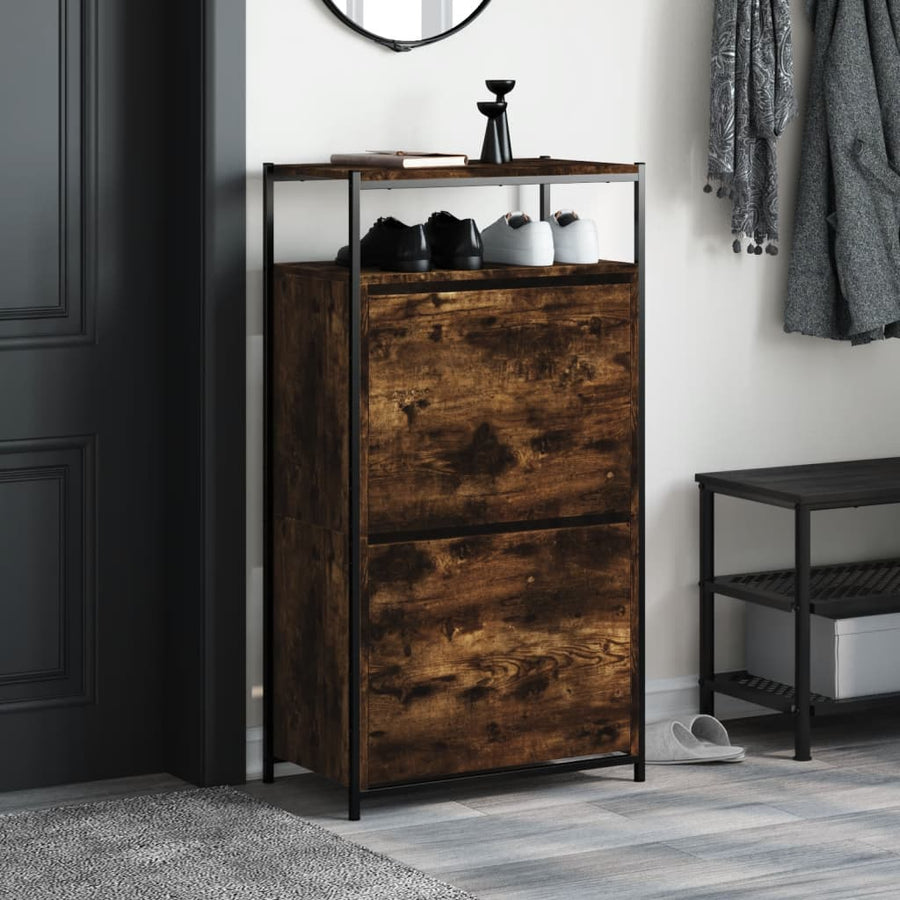 Schoenenkast Bewerkt Hout Kleurig 60 x 34 x 112 cm Gerookt eiken
