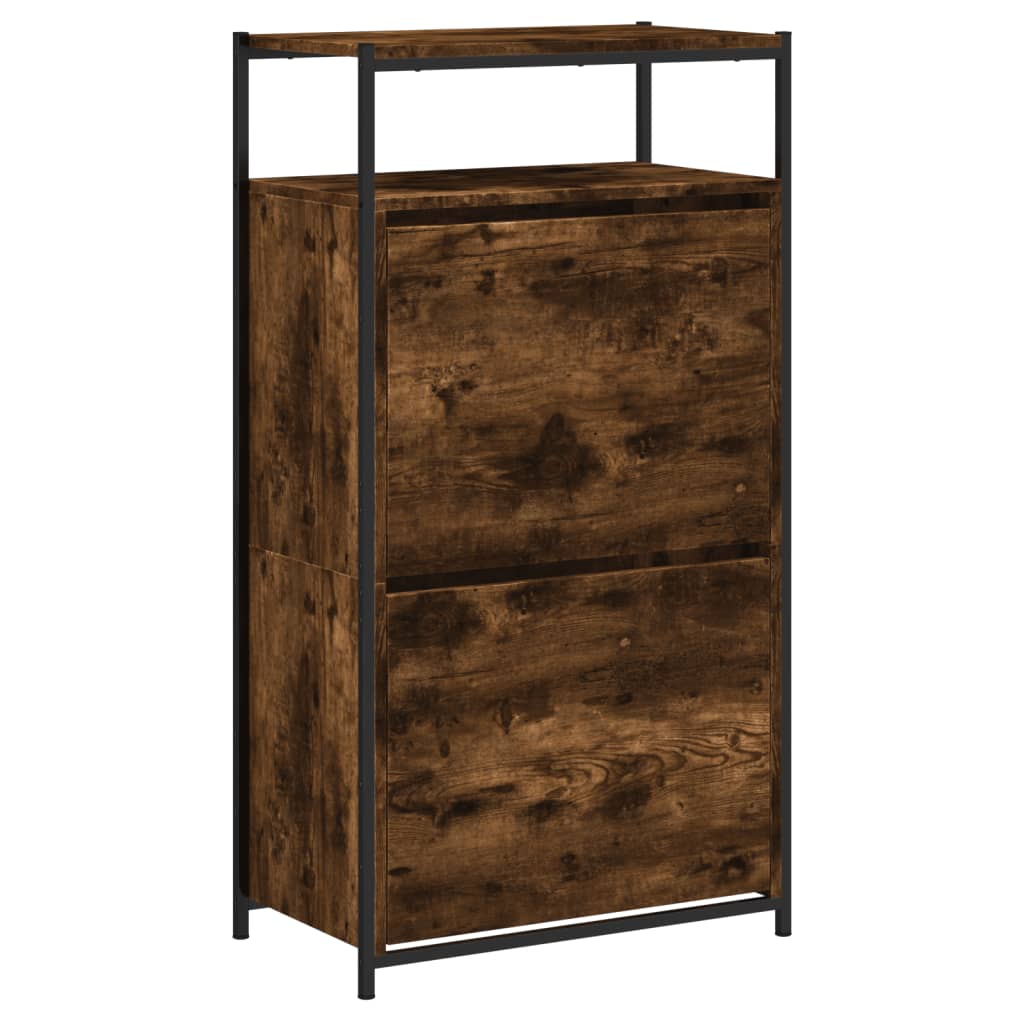 Schoenenkast Bewerkt Hout Kleurig 60 x 34 x 112 cm Gerookt eiken