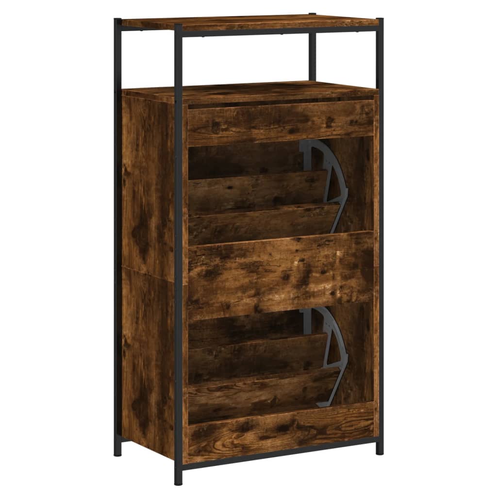 Schoenenkast Bewerkt Hout Kleurig 60 x 34 x 112 cm Gerookt eiken