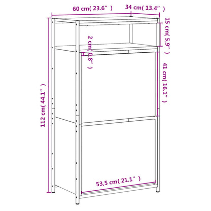 Schoenenkast Bewerkt Hout Kleurig 60 x 34 x 112 cm Gerookt eiken