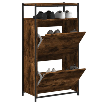 Schoenenkast Bewerkt Hout Kleurig 60 x 34 x 112 cm Gerookt eiken