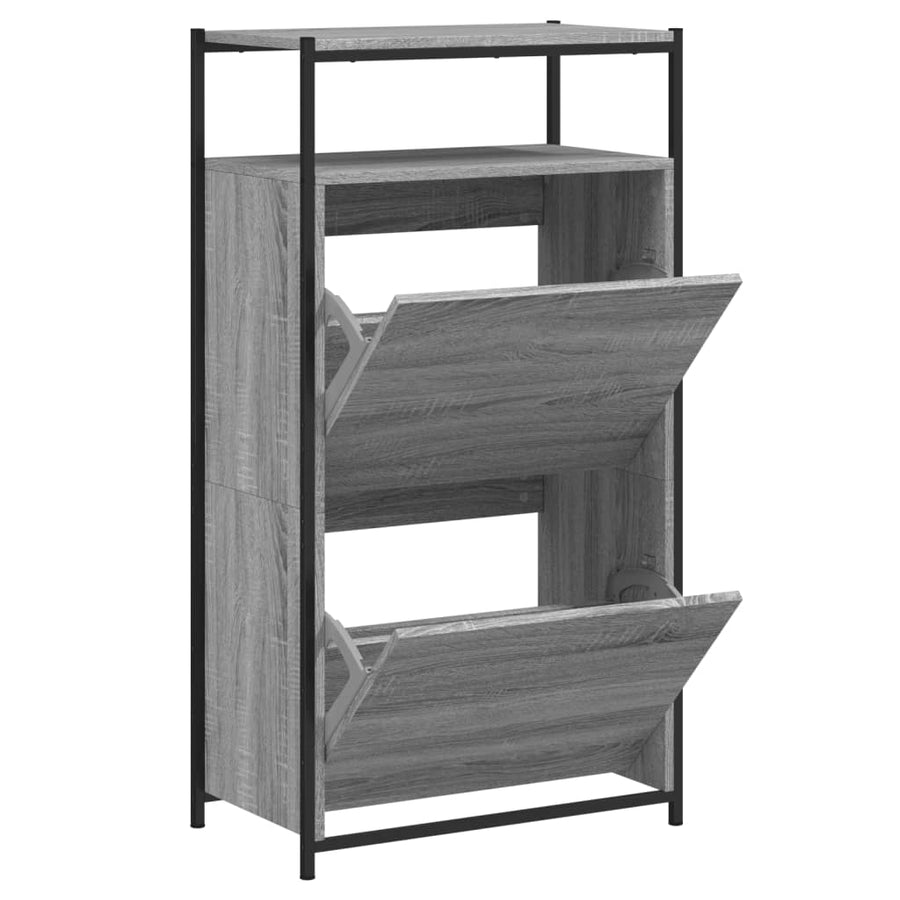 Schoenenkast Bewerkt Hout Eikenkleur 60 x 34 x 112 cm Grijs sonoma
